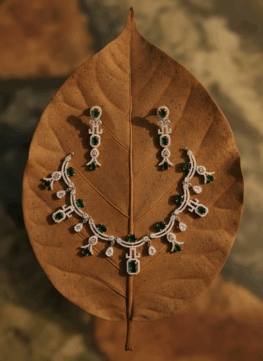 Elegant Emerald CZ Necklace Set