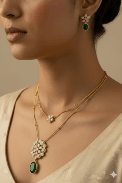 Layered American Diamond Necklace set