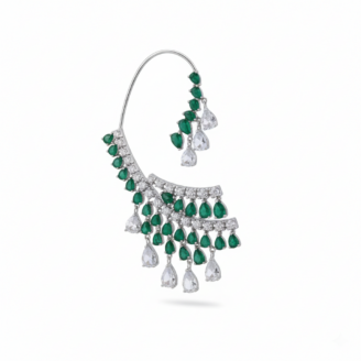 Emerald Ear Cuffs, Green Ear Rings