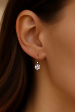 White Stone Drop Ear Ring (White Stone)