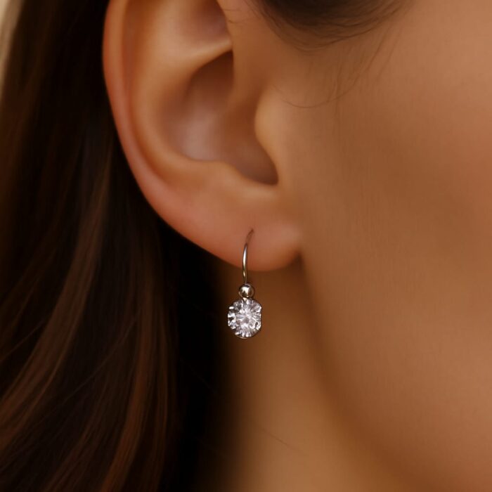 White Stone Drop Ear Ring