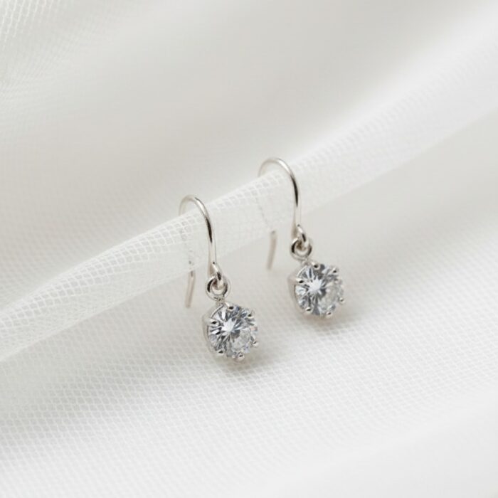 White Stone Drop Ear Ring