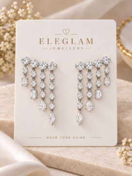 White AD Crystal Cascade Earrings