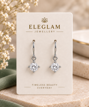 White Stone Drop Ear Ring (White Stone)