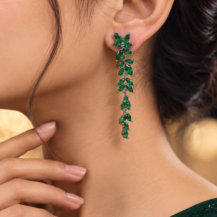 Emerald Leaf Earring Portrait Emerald Leaf Earring Portrait