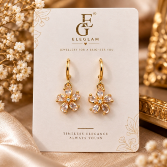 Floral Drop Earrings for Women | Gold Tone Marquise Stone Flower Earrings
